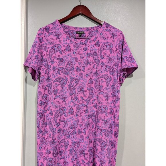 J. Jill Wearever Collection Stretch Knit Dress Petite Paisley Purple Pockets L P - Picture 5 of 16